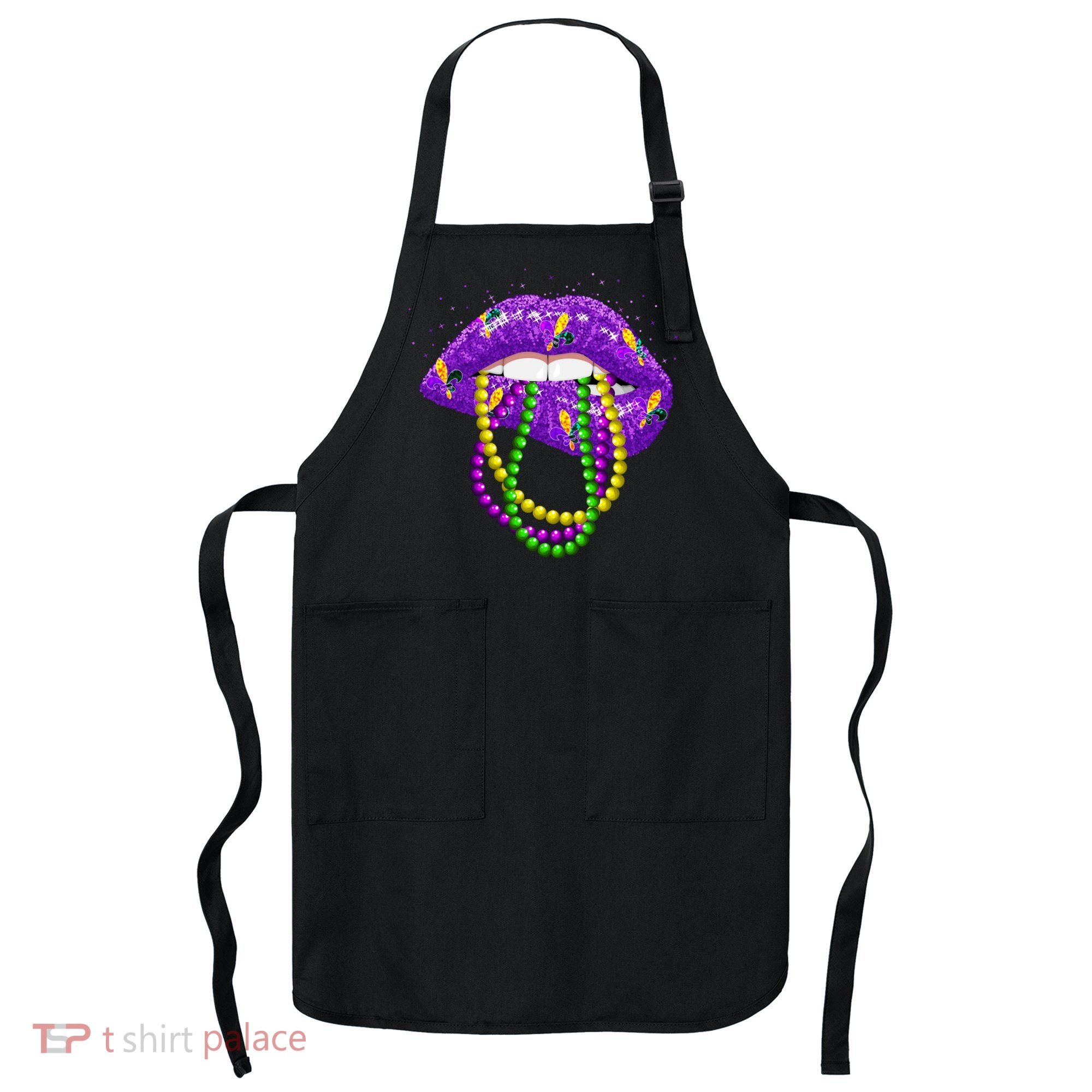 Cool Mardi Gras Glitter Lips Apron