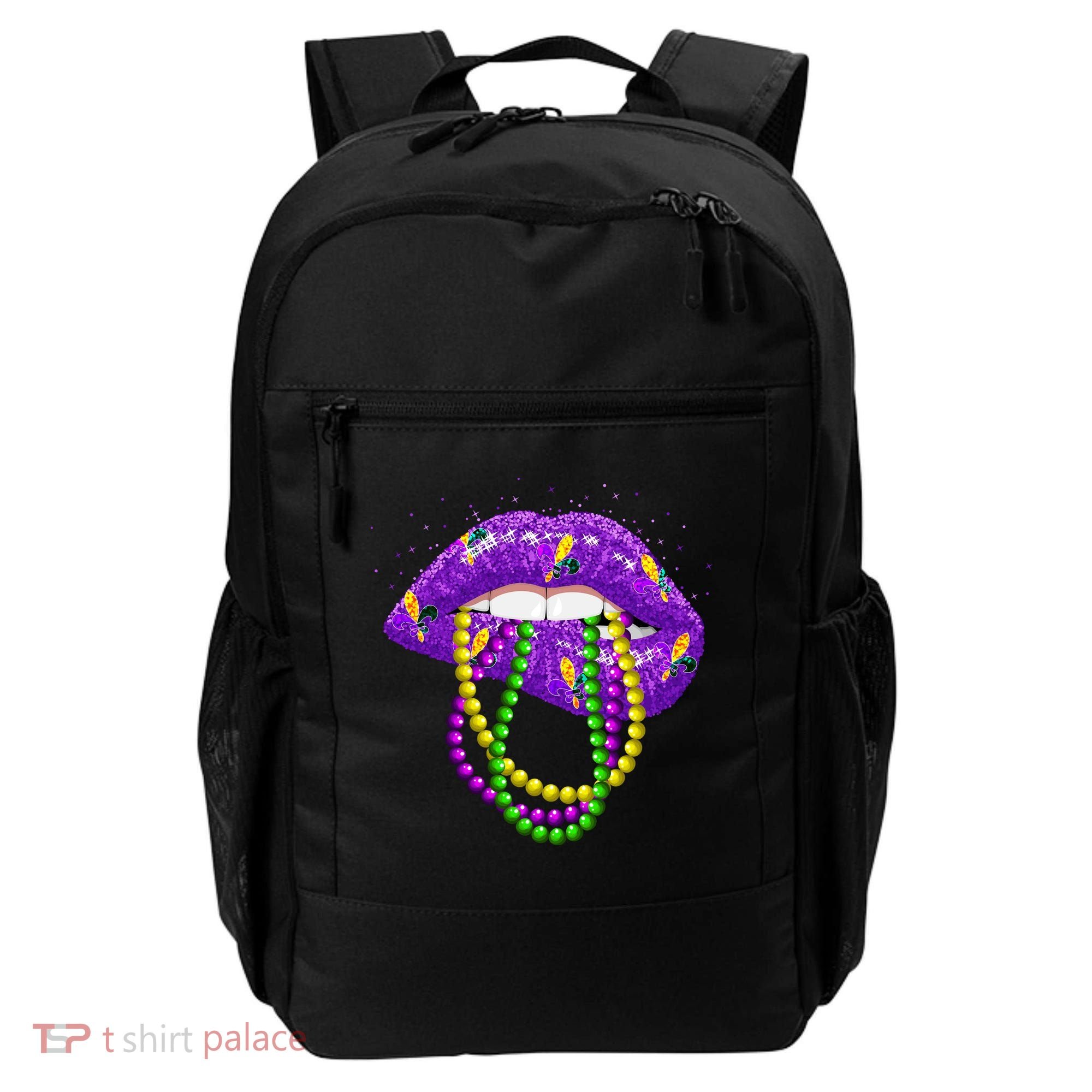 Cool Mardi Gras Glitter Lips Backpack