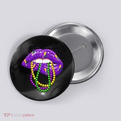Cool Mardi Gras Glitter Lips Button