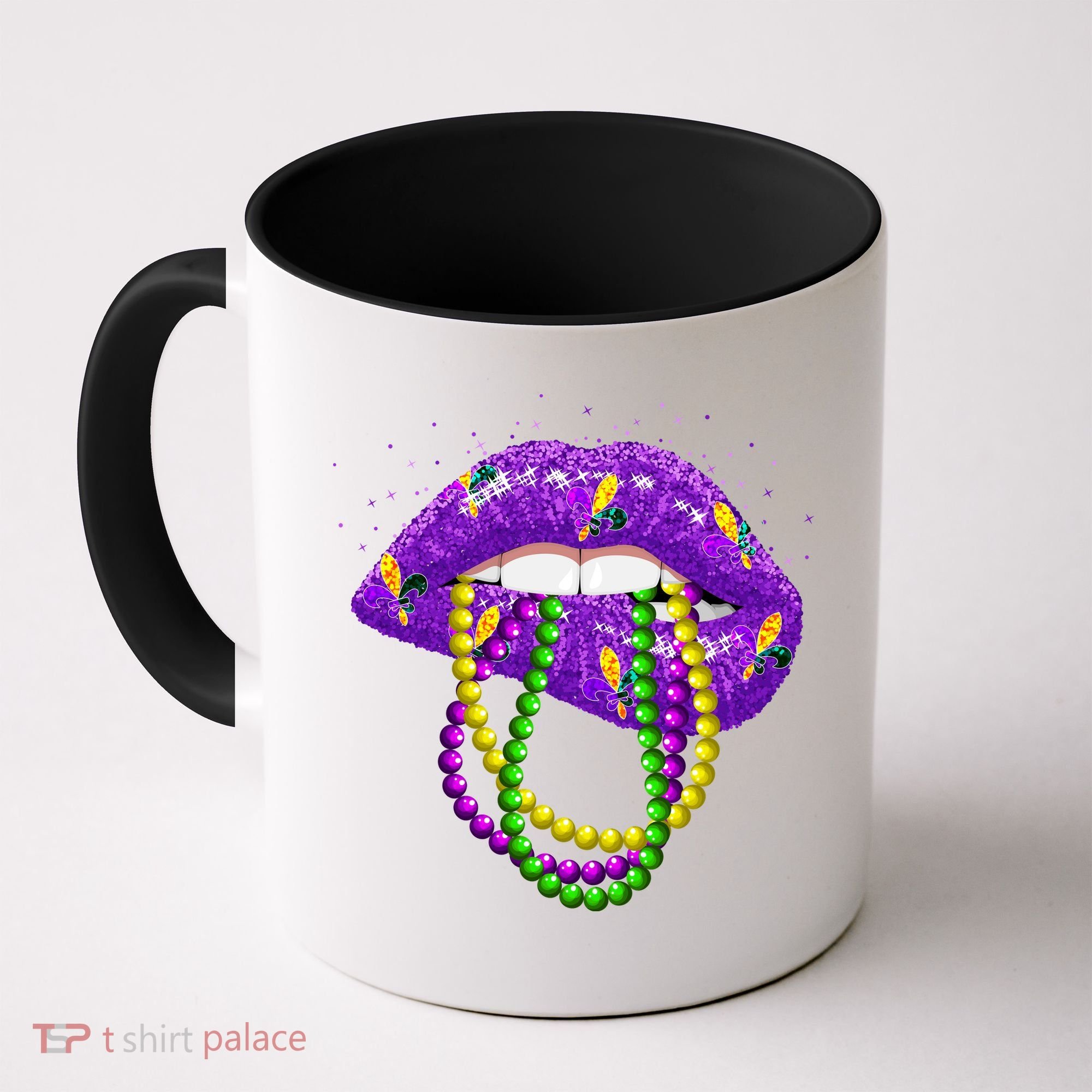 Cool Mardi Gras Glitter Lips Coffee Mug
