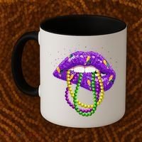 Cool Mardi Gras Glitter Lips Coffee Mug thumb 2