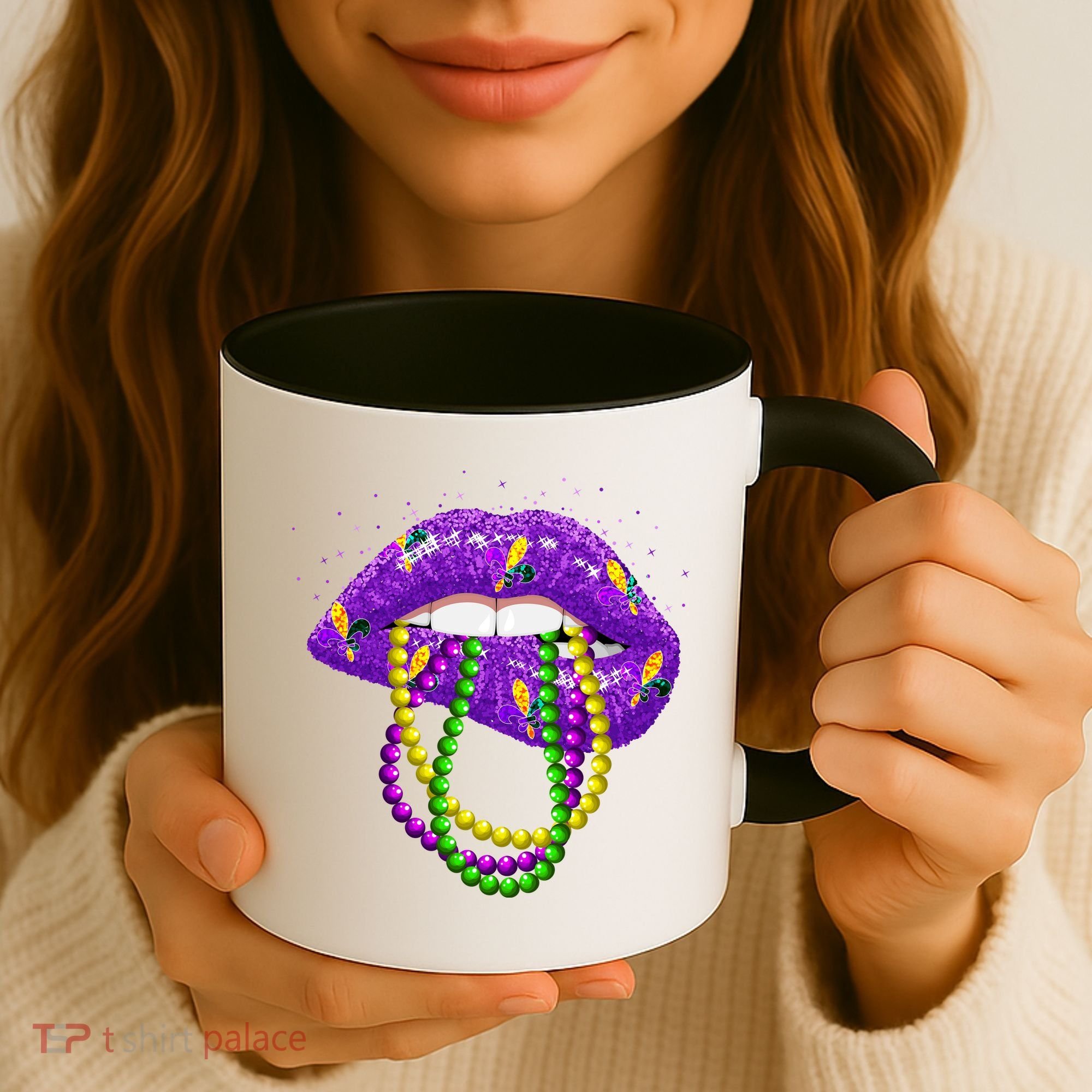 Cool Mardi Gras Glitter Lips Coffee Mug