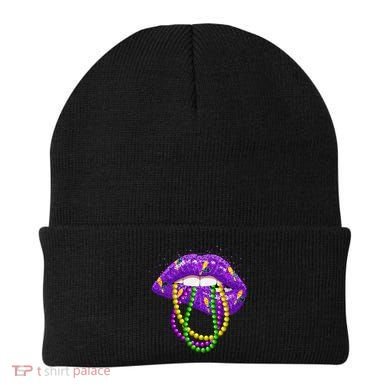 Cool Mardi Gras Glitter Lips Beanie