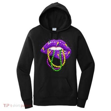 Cool Mardi Gras Glitter Lips Women's Hoodie