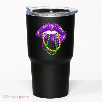 Cool Mardi Gras Glitter Lips Tumbler