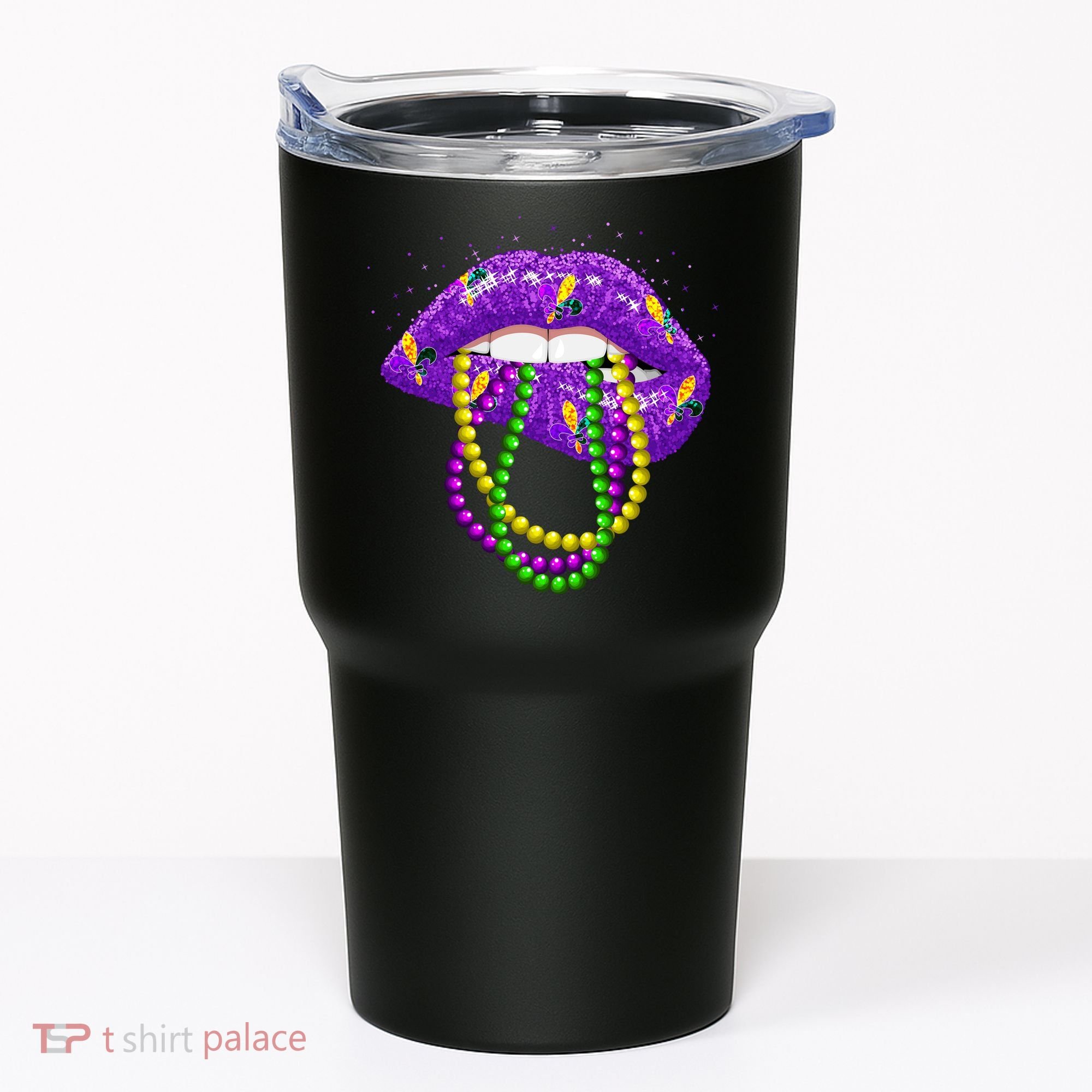Cool Mardi Gras Glitter Lips Tumbler