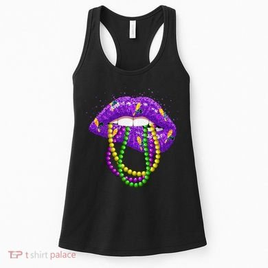 Cool Mardi Gras Glitter Lips Women's Tank Top