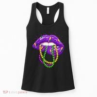 Cool Mardi Gras Glitter Lips Women's Tank Top thumb 0