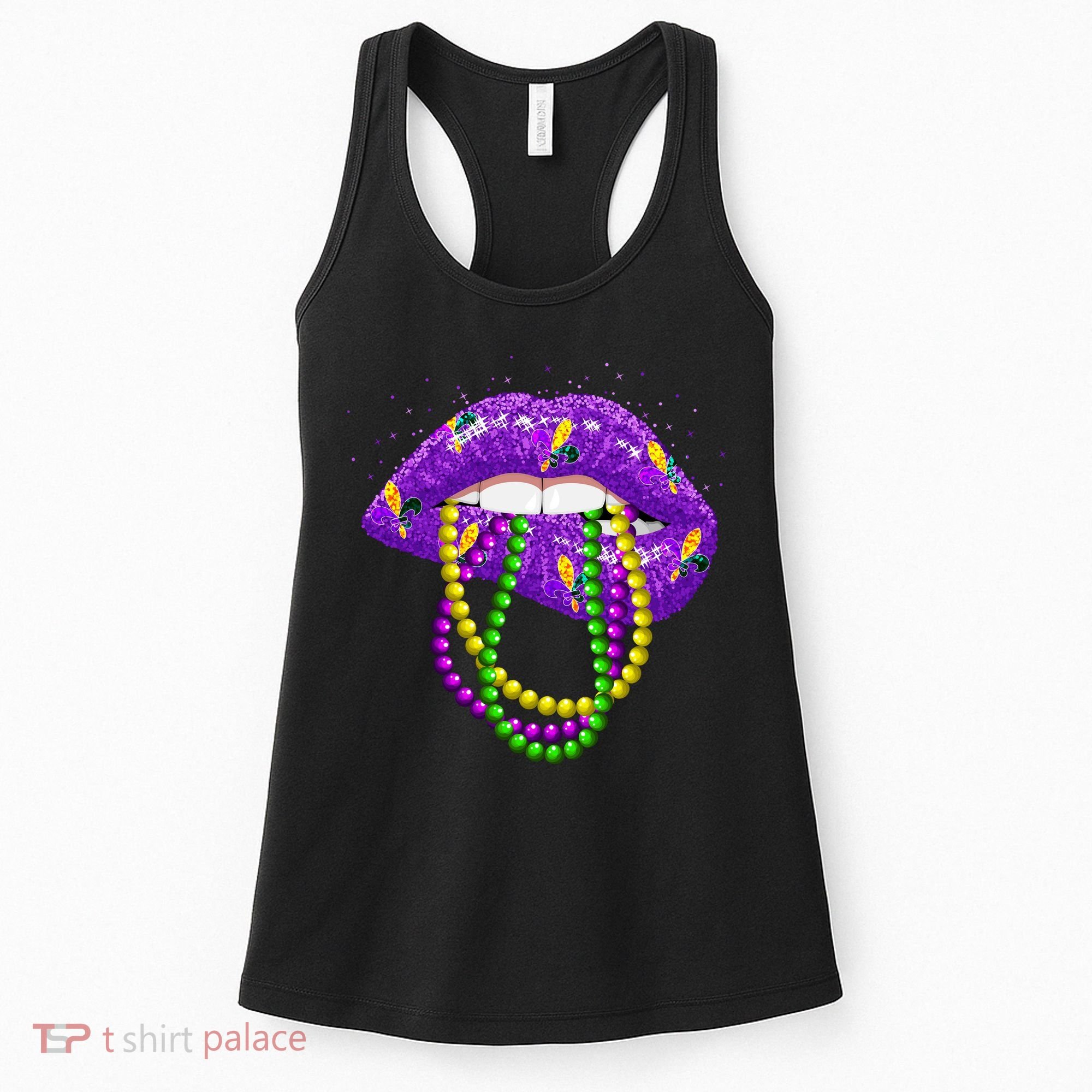 Cool Mardi Gras Glitter Lips Women's Tank Top