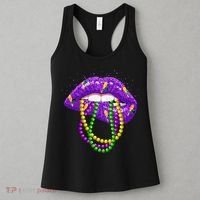 Cool Mardi Gras Glitter Lips Women's Tank Top thumb 3