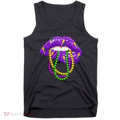 Cool Mardi Gras Glitter Lips Tank Top