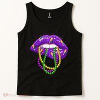 Cool Mardi Gras Glitter Lips Tank Top thumb 2