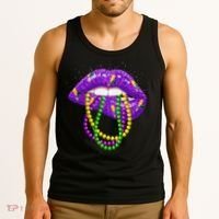 Cool Mardi Gras Glitter Lips Tank Top thumb 3
