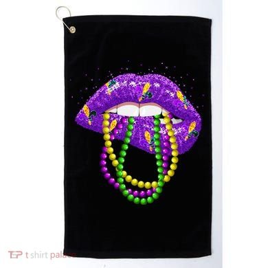 Cool Mardi Gras Glitter Lips Golf Towel