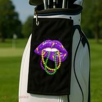 Cool Mardi Gras Glitter Lips Golf Towel thumb 2