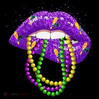 Cool Mardi Gras Glitter Lips Women's Long Sleeve Shirt thumb 2