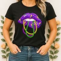 Cool Mardi Gras Glitter Lips Women's T-Shirt thumb 2