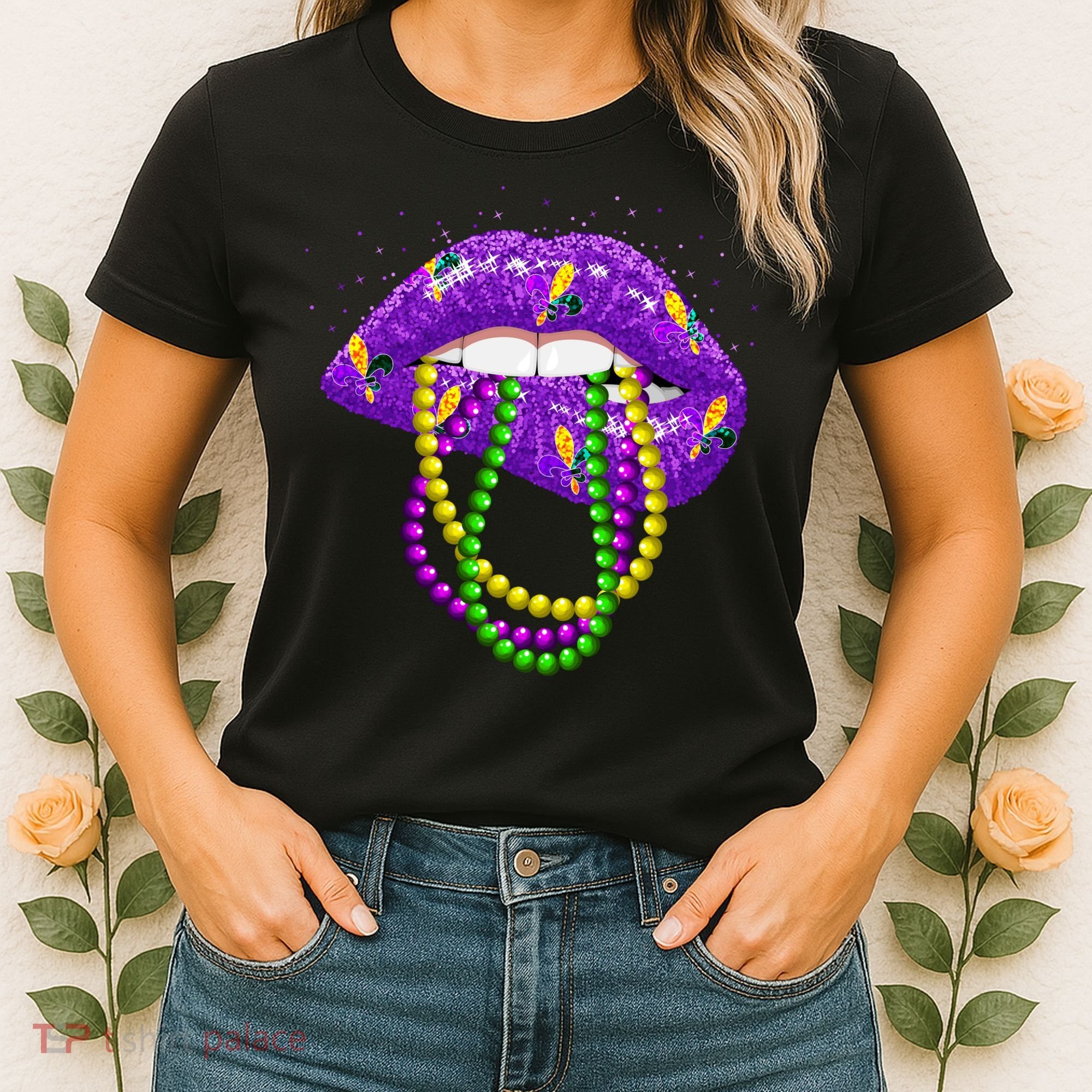 Cool Mardi Gras Glitter Lips Women's T-Shirt
