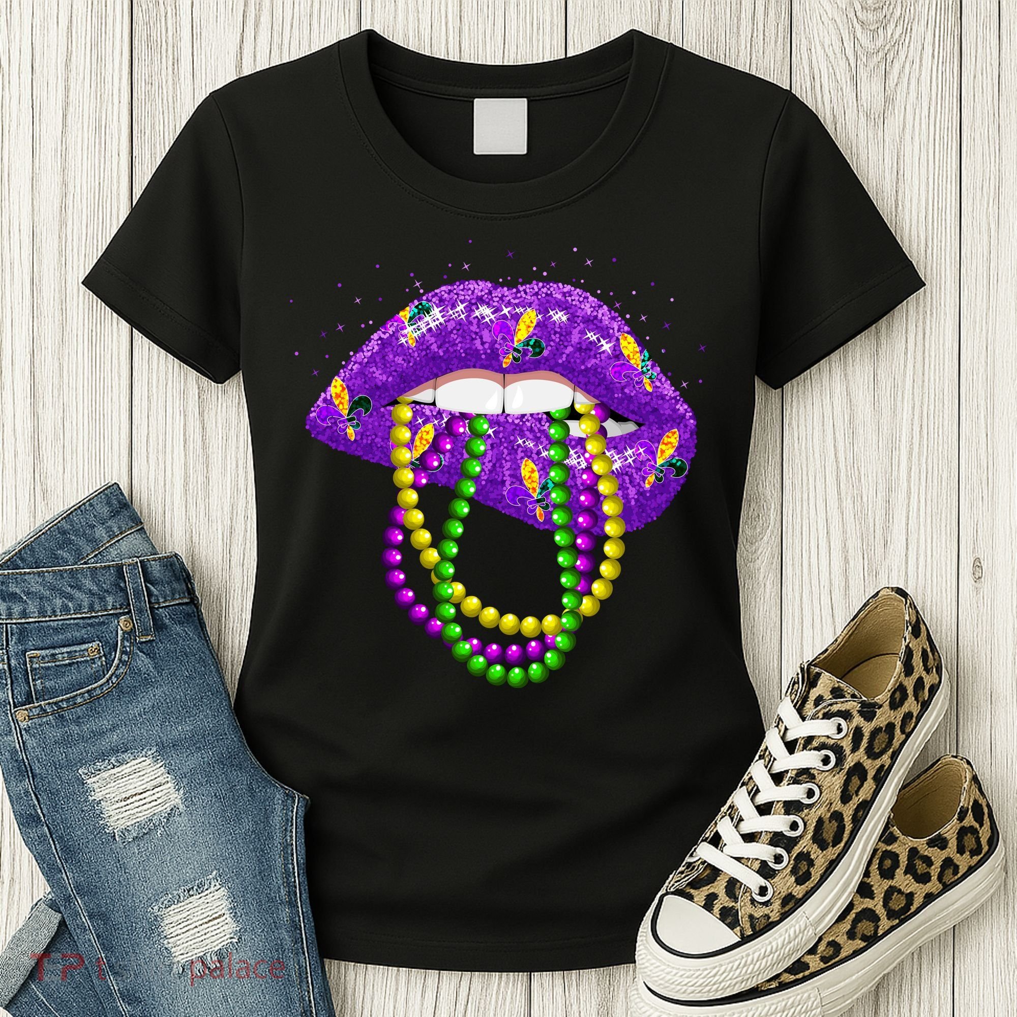 Cool Mardi Gras Glitter Lips Women's T-Shirt