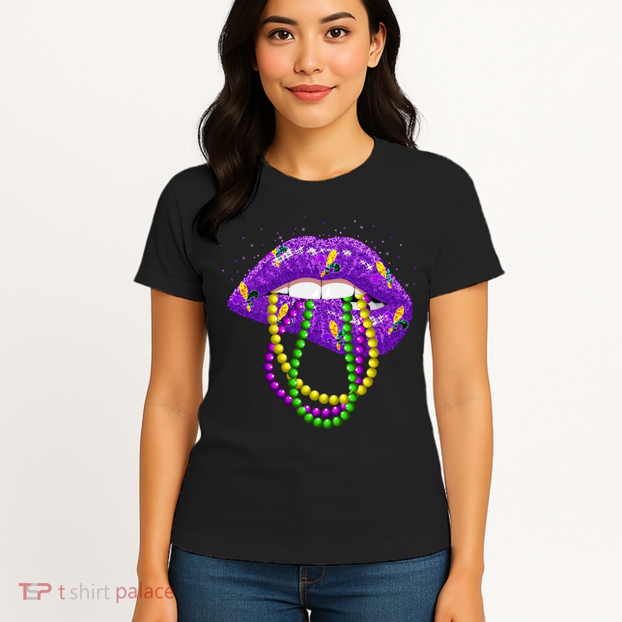 Cool Mardi Gras Glitter Lips Women's T-Shirt