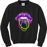 Cool Mardi Gras Glitter Lips Kids Sweatshirt thumb 0