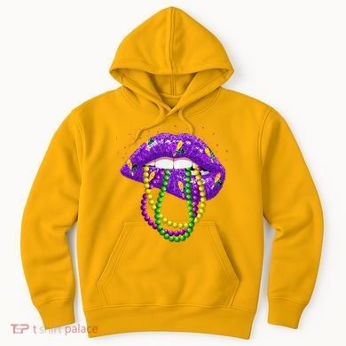 Cool Mardi Gras Glitter Lips Hoodie