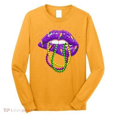 Cool Mardi Gras Glitter Lips Long Sleeve Shirt