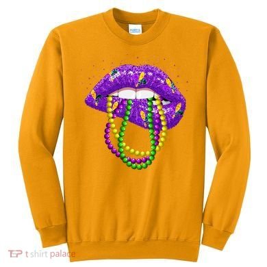 Cool Mardi Gras Glitter Lips Sweatshirt