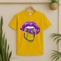 Cool Mardi Gras Glitter Lips T-Shirt thumb 2