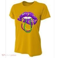 Cool Mardi Gras Glitter Lips Women's Cooling Performance Crew T-Shirt thumb 0