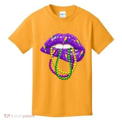 Cool Mardi Gras Glitter Lips Kids T-Shirt