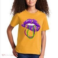 Cool Mardi Gras Glitter Lips Kids T-Shirt thumb 2