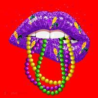Cool Mardi Gras Glitter Lips Santa Hat thumb 1