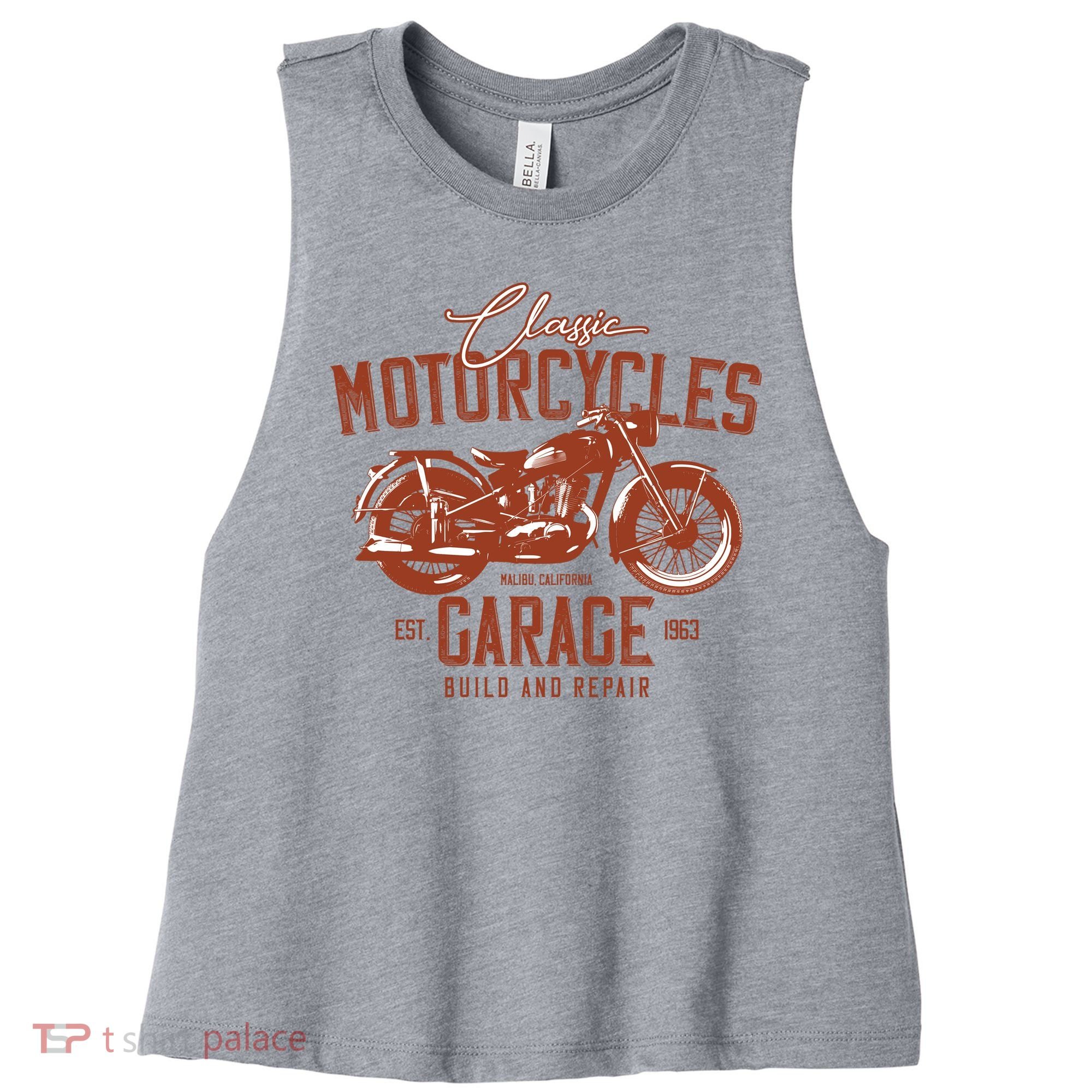 Classic Motorcycle Garage Women's Racerback Cropped Tank