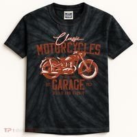 Classic Motorcycle Garage Kids Tie-Dye T-Shirt thumb 0