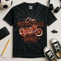 Classic Motorcycle Garage Kids Tie-Dye T-Shirt thumb 2