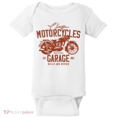 Classic Motorcycle Garage Baby Bodysuit