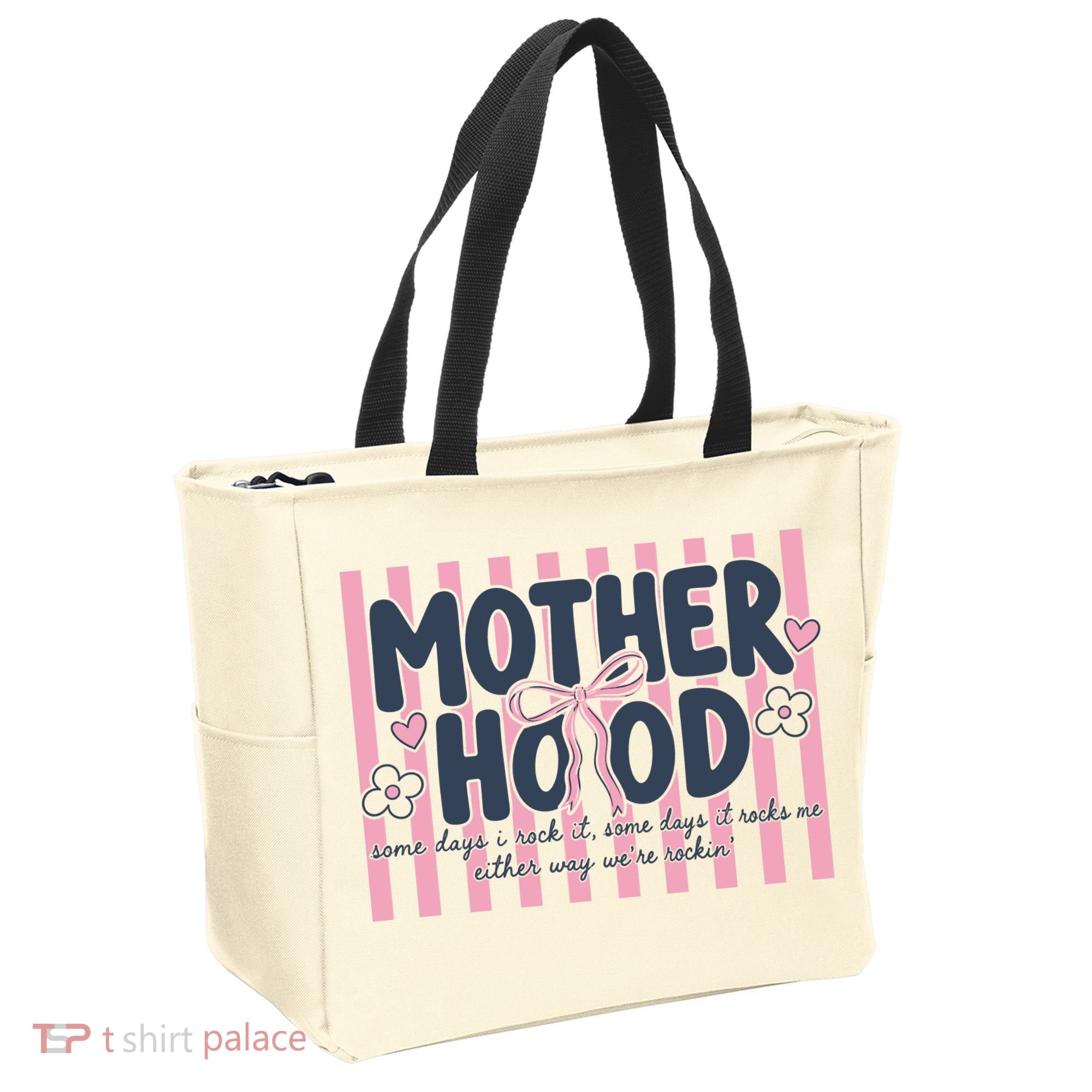 Charming 'Motherhood' Graphic for Rockin' Moms Tote Bag