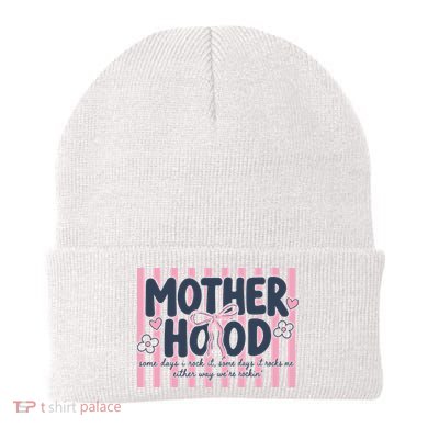 Charming 'Motherhood' Graphic for Rockin' Moms Beanie