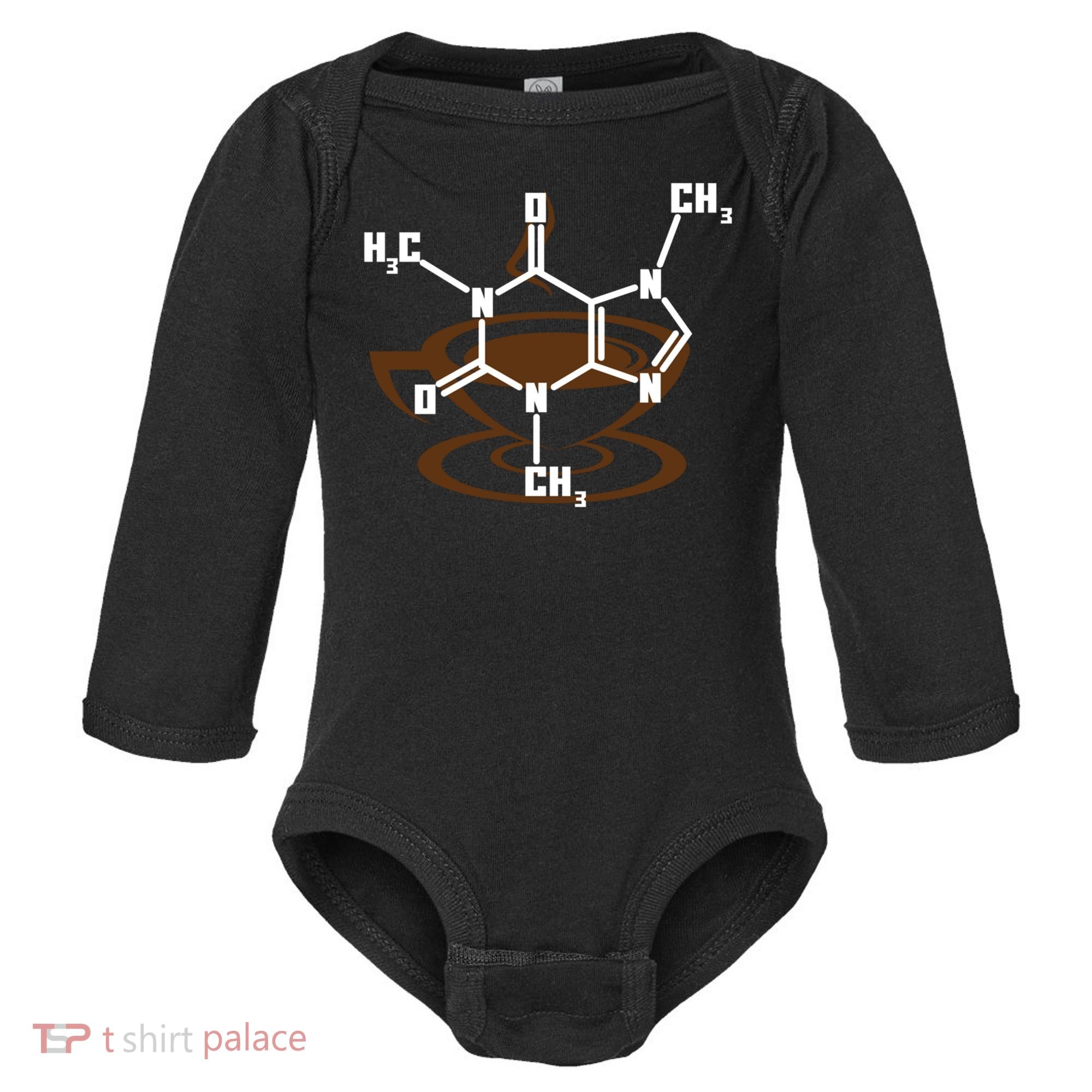 Caffeine Molecule Gift For Coffee Lovers And Science Nerds Meaningful Gift Baby Long Sleeve Bodysuit