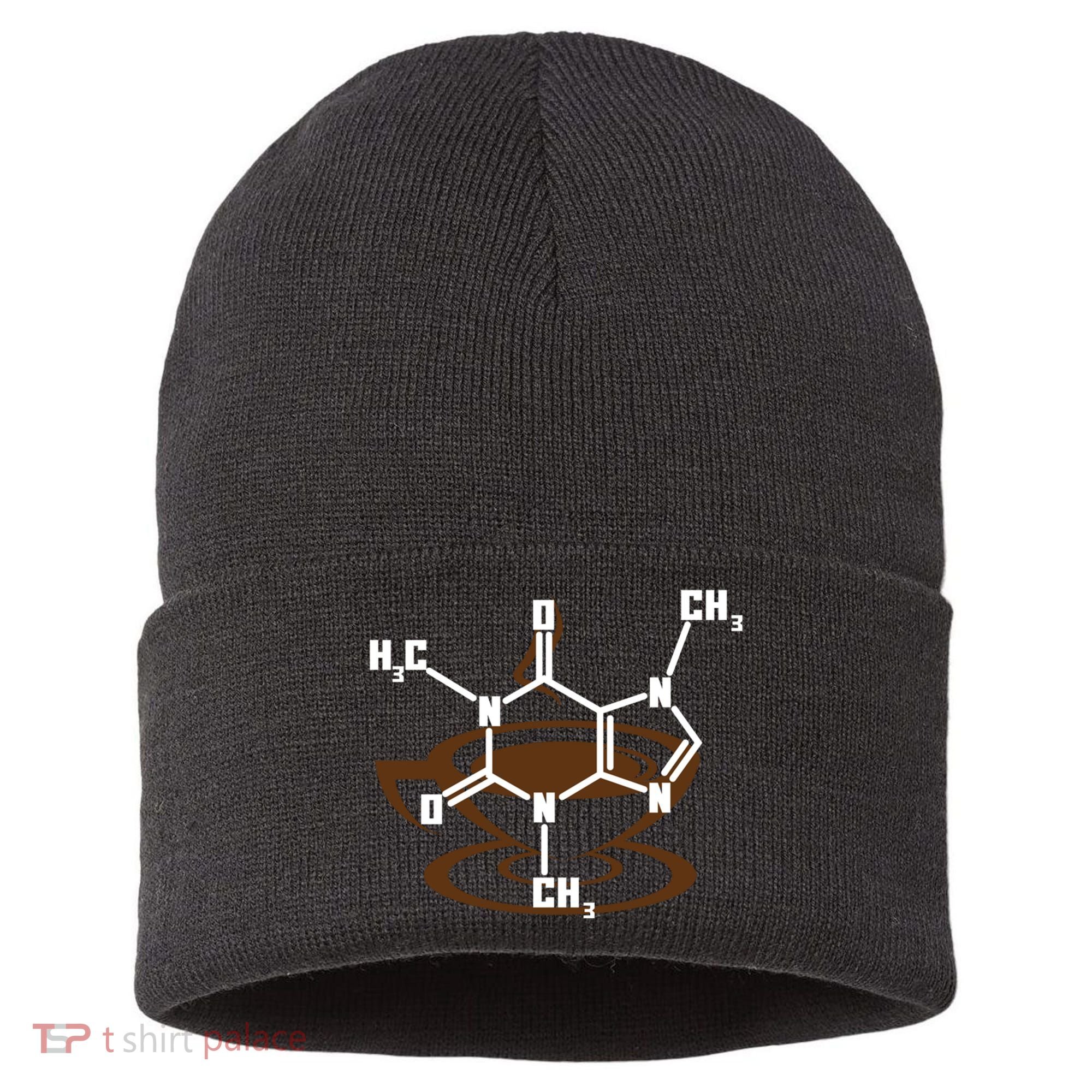 Caffeine Molecule Gift For Coffee Lovers And Science Nerds Meaningful Gift Sustainable Knit Beanie