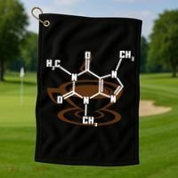 Caffeine Molecule Gift For Coffee Lovers And Science Nerds Meaningful Gift Golf Towel thumb 1