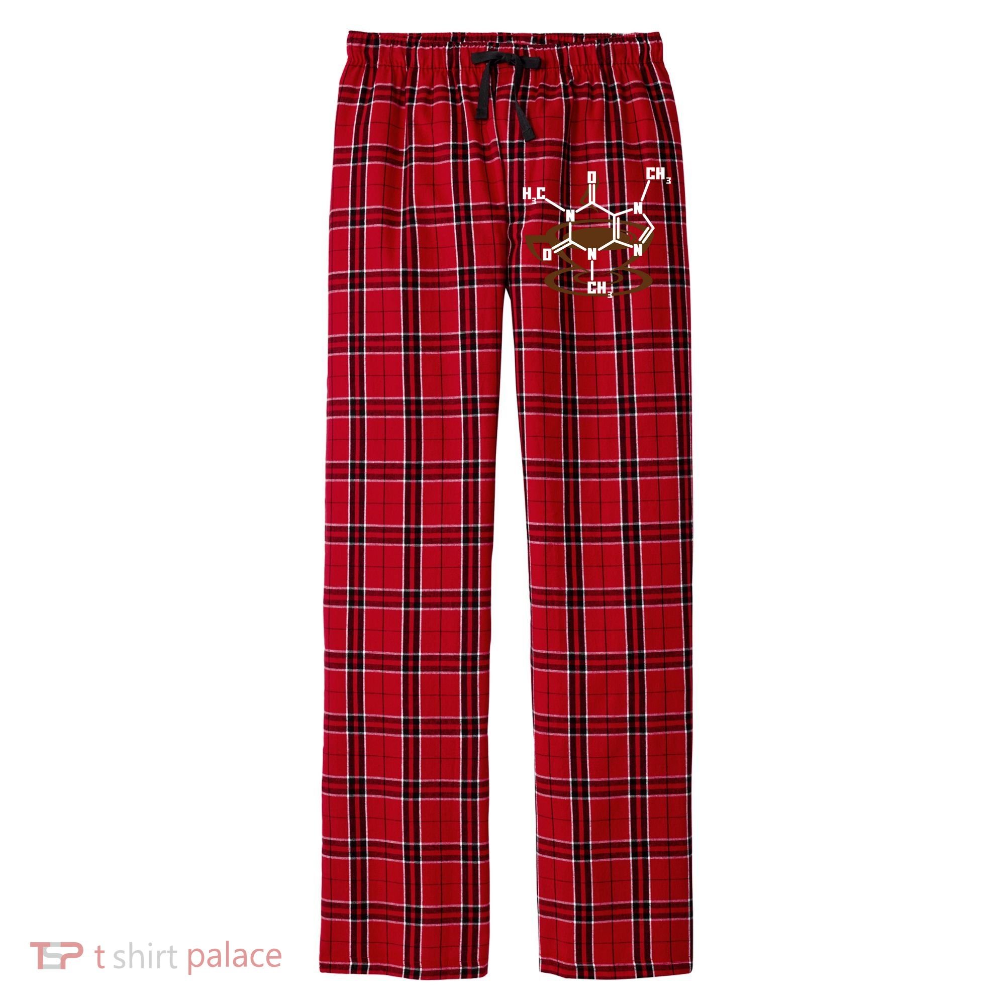 Caffeine Molecule Gift For Coffee Lovers And Science Nerds Meaningful Gift Men's Flannel Plaid Pajama Pants