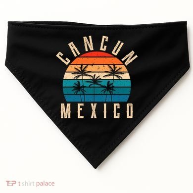 Cancun Mexico Gift Retro Beach Souvenir Cancun Gift Cancun Meaningful Gift USA-Made Doggie Bandana