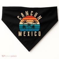 Cancun Mexico Gift Retro Beach Souvenir Cancun Gift Cancun Meaningful Gift USA-Made Doggie Bandana thumb 0