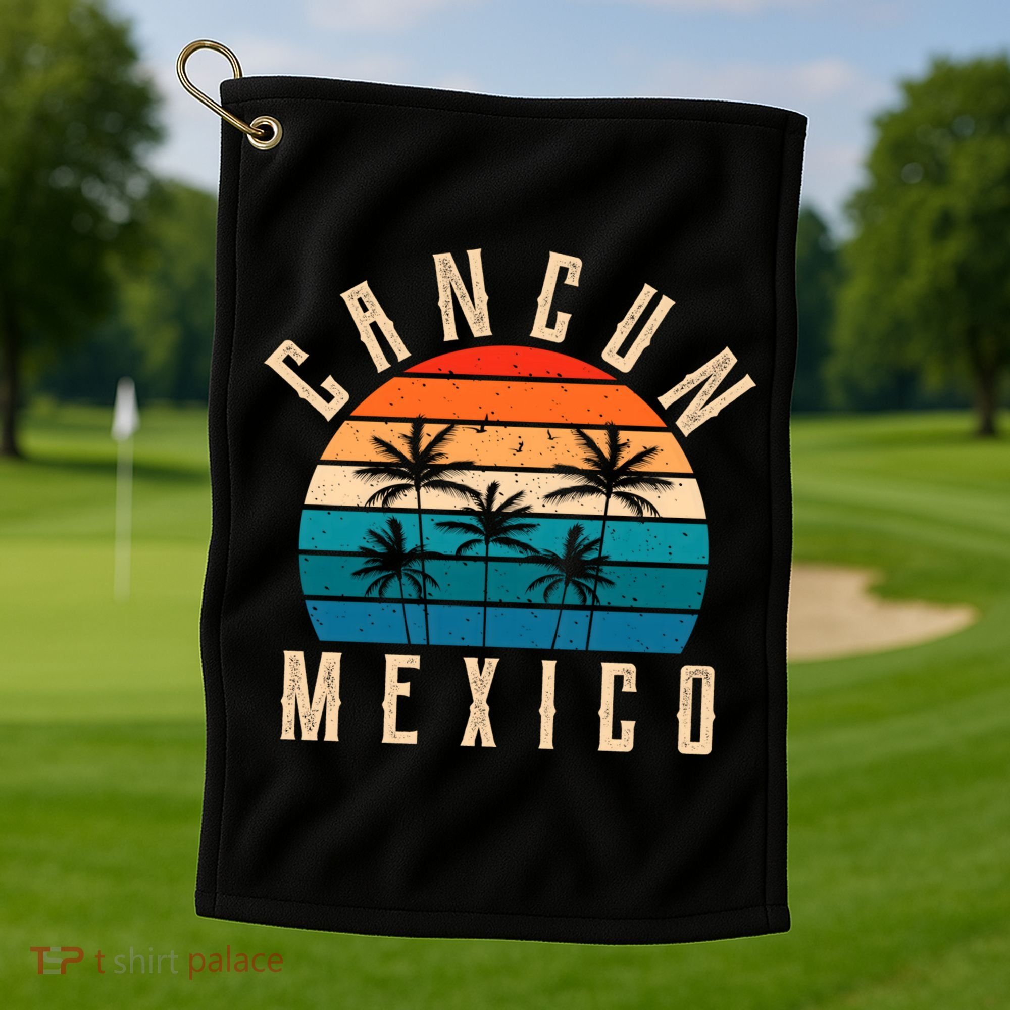 Cancun Mexico Gift Retro Beach Souvenir Cancun Gift Cancun Meaningful Gift Golf Towel