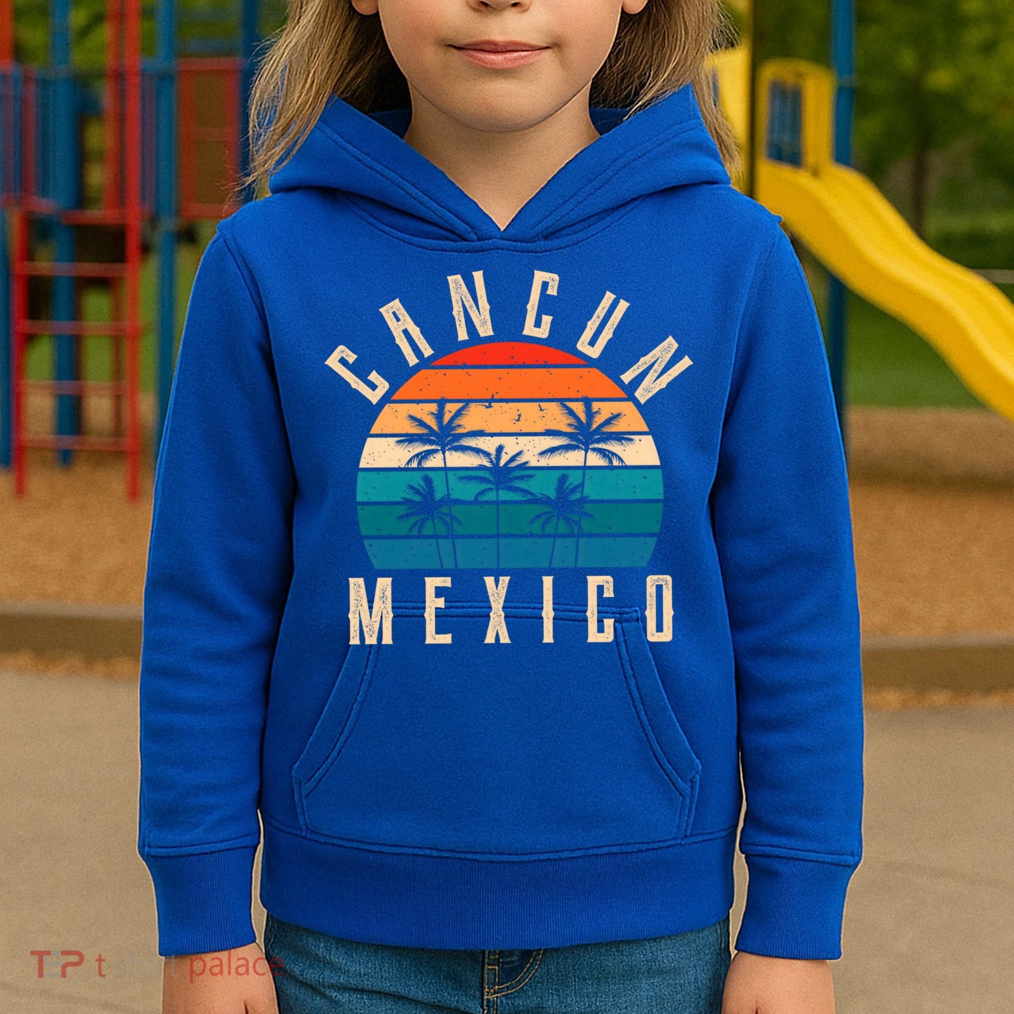 Cancun Mexico Gift Retro Beach Souvenir Cancun Gift Cancun Meaningful Gift Kids Hoodie