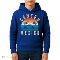 Cancun Mexico Gift Retro Beach Souvenir Cancun Gift Cancun Meaningful Gift Kids Hoodie thumb 4