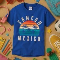 Cancun Mexico Gift Retro Beach Souvenir Cancun Gift Cancun Meaningful Gift Kids T-Shirt thumb 3