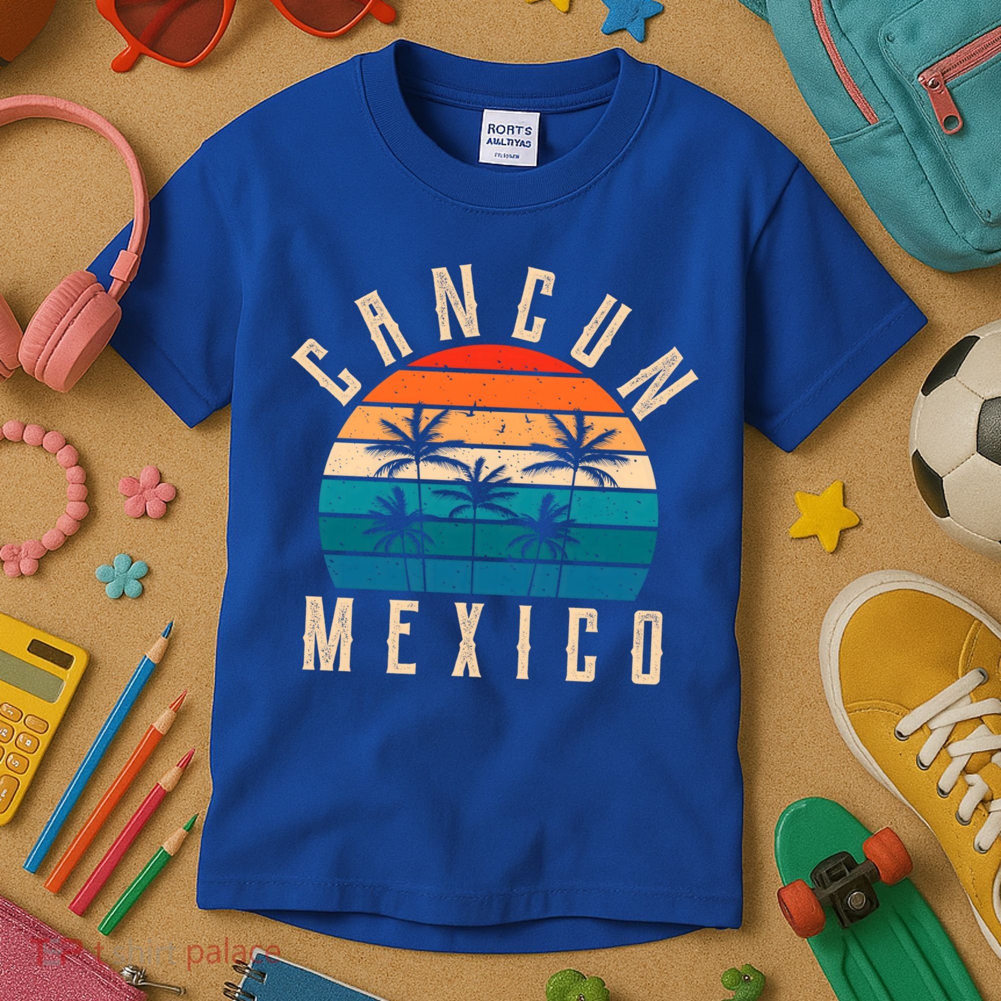 Cancun Mexico Gift Retro Beach Souvenir Cancun Gift Cancun Meaningful Gift Kids T-Shirt